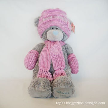 Plush Wool Hat Pink Bear